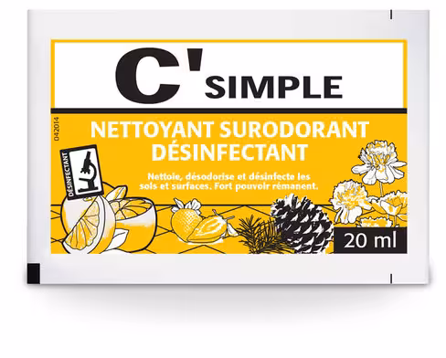 Détergent surodorant bactéricide C'simple - parfum pamplemousse - carton de 250 doses