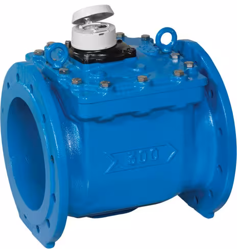 Compteur d'eau à hélice axiale Woltex 300 PN10 DN300 - l.500 mm - R80 - corps fonte cadran verre