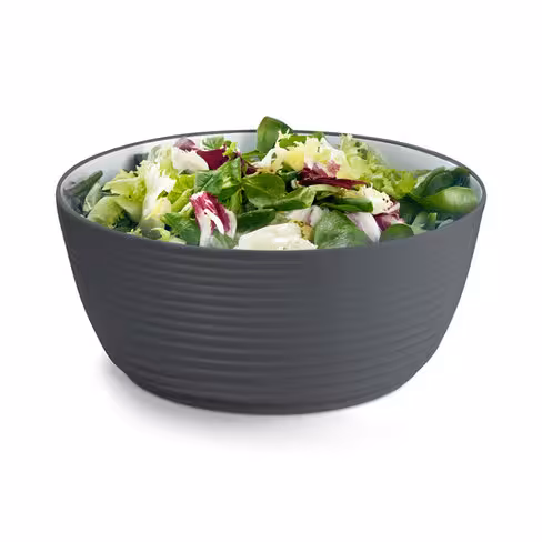 Saladier rond mélamine Wave Ø 23 cm - ardoise/porcelaine - lot de 6