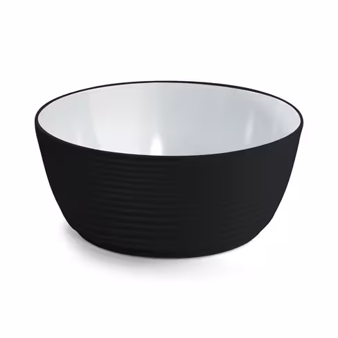 Saladier rond mélamine Wave Ø 23 cm - noir/porcelaine - lot de 6