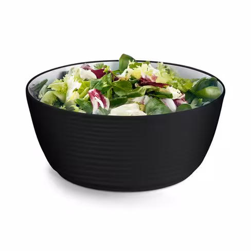 Saladier rond mélamine Wave Ø 26 cm - noir/porcelaine - lot de 4