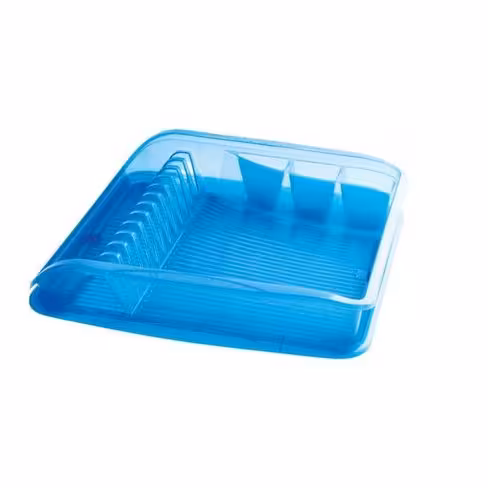 Egouttoir à vaisselle avec plateau - 39,5 x 8 x 39,5 cm - translucide