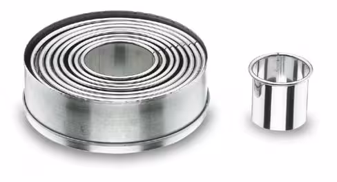Découpoirs ronds unis Ø 4 à 12 cm - inox - lot de 9