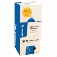 Roller encre liquide Pilot V5 Hi-Tecpoint pointe fine - noir - lot de 20