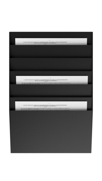 Trieur mural horizontal - polystyrène - 6 cases A4 - noir