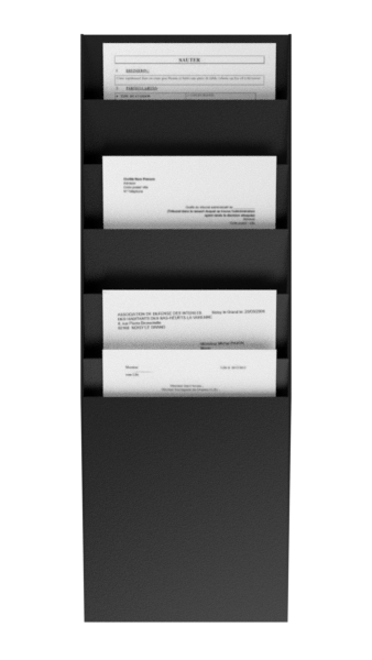 Trieur mural vertical - polystyrène - 6 cases A4 - noir