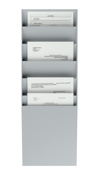 Trieur mural vertical - polystyrène - 6 cases A4 - gris