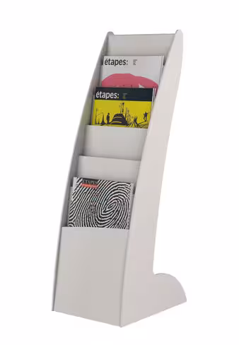 Présentoir fixe Courbo Slim - polystyrène - 6 cases - gris