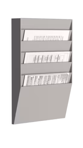 Trieur mural horizontal - polystyrène - 6 cases A4 - gris