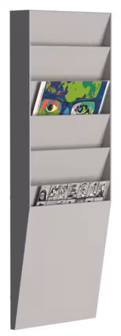 Trieur mural vertical - polystyrène - 6 cases A4 - gris