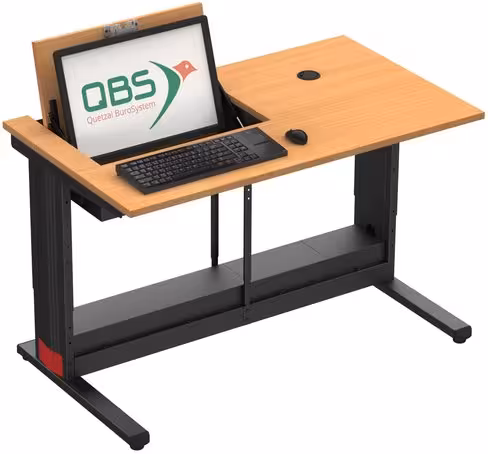 Table informatique Format + - écran escamotable - 140 x 70 cm - piétement réglable T4 à T7