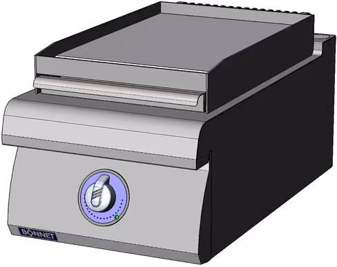 Plancha acier martin lisse Bonnet Optimum pr. 700 mm électrique 3,9 kW 1/2 module à poser