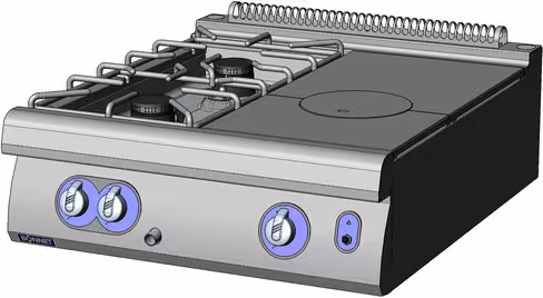 Plan de cuisson Bonnet Advancia pr. 900 mm gaz 20,9 kW module 2 feux vifs et 1 plaque coup de feu simple à poser