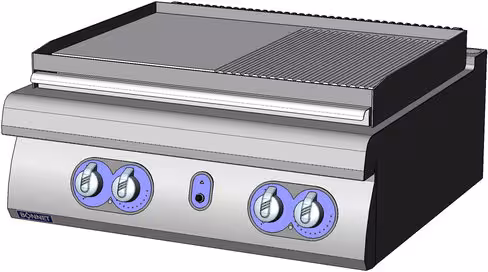 Plancha acier martin rainurée lisse Bonnet Advancia pr. 900 mm gaz 11,6 kW 1 module à poser