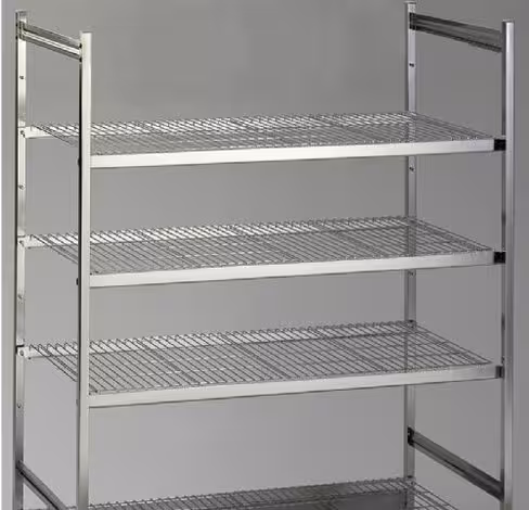 Rayonnage inox fixe - élément départ - l. 120 x h. 160 x pr. 50 cm - 4 tablettes filaires