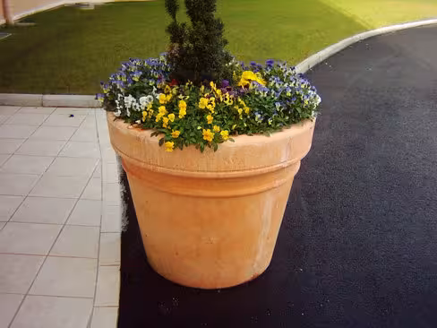 Jardinière grande taille béton sablé - diamètre 120 x h. 110 cm - déchargé dans la limite de 30 m