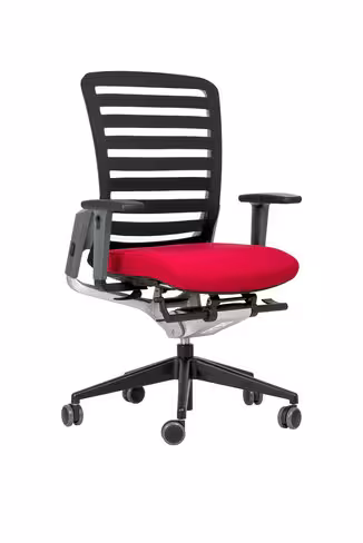 Fauteuil de bureau E8 - assise tissu et dossier résille Stripes - piétement époxy - avec prestation