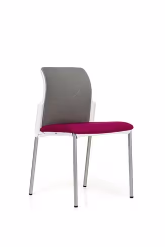 Chaise visiteur 4 pieds E8 - assise tissu et dossier résille Knit - piétement époxy - avec prestation