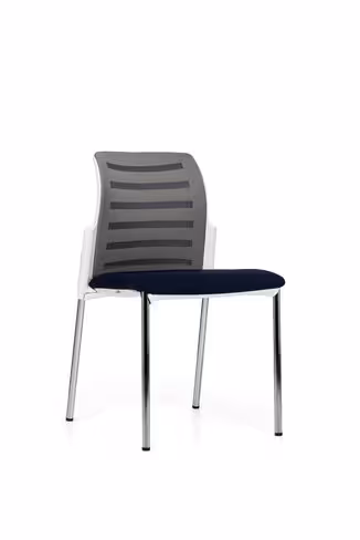 Chaise visiteur 4 pieds E8 - assise tissu et dossier résille Stripes - piétement chrome - avec prestation