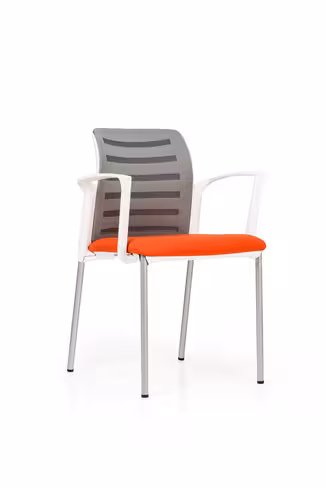 Fauteuil visiteur 4 pieds E8 - assise tissu et dossier résille Stripes - piétement époxy - avec prestation