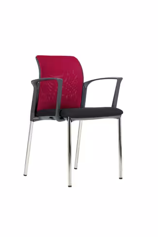Fauteuil visiteur 4 pieds E8 - assise tissu et dossier résille Knit - piétement chrome - avec prestation