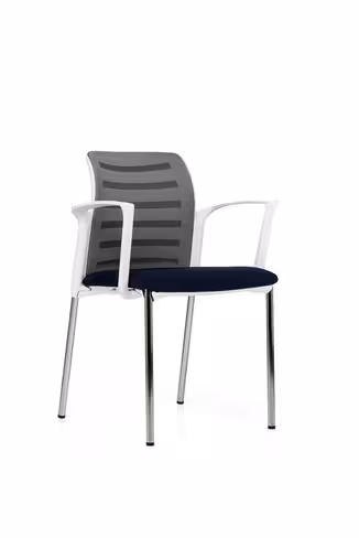 Fauteuil visiteur 4 pieds E8 - assise tissu et dossier résille Stripes - piétement chrome - avec prestation