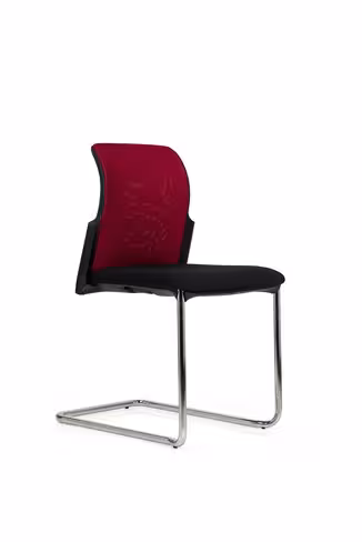 Chaise visiteur luge E8 - assise tissu et dossier résille Knit - piétement chrome - avec prestation