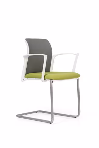 Fauteuil visiteur luge E8 - assise tissu et dossier résille Knit - piétement époxy - avec prestation