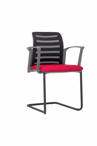 Fauteuil visiteur luge E8 - assise tissu et dossier résille Stripes - piétement époxy - avec prestation