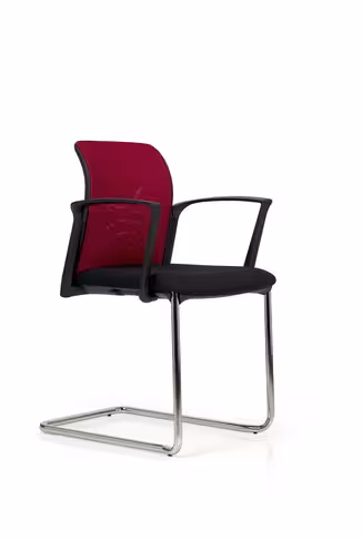 Fauteuil visiteur luge E8 - assise tissu et dossier résille Knit - piétement chrome - avec prestation