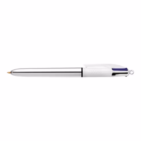 Stylo bille 4 couleurs Bic Shine Silver - rechargeable - 1 mm - 4 couleurs