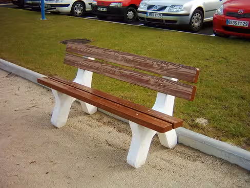 Banc public assise béton composite et piétement béton - l. 170 cm - déchargé dans la limite de 30 m