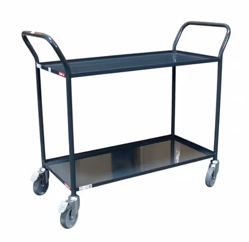 Chariot 2 plateaux tôle - 200 kg - gris