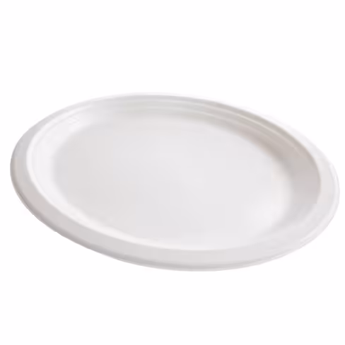 Assiette ovale blanche en pulpe végétale - 23 x 17 cm - lot de 24 paquets de 25