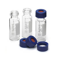 Flacon/vial transparents à visser de 2 ml avec des taches d écriture des bouchons bleus et des septa en PTFE / silicone