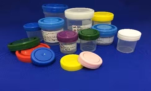 Flacon 60 ml en HDPE avec cape bleue x 500