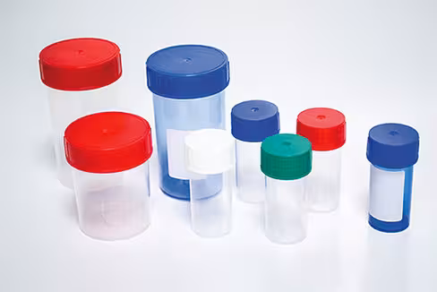 Pot droit 125 ml PP naturel hauteur 74 mm Ø 52 mm bouchon bleu x 380