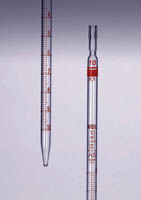Pipette graduée zéro en haut volume nominal entre traits classe AS 2 ml x 2