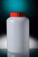 Flacon rond 1 l PEHD naturel hauteur 174 mm Ø 58 mm avec bouchon rouge avec obturateur naturel x 68