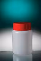 Flacon rond 100 ml PEHD naturel hauteur 80 mm Ø 37 mm avec bouchon rouge avec obturateur naturel stérile x 335