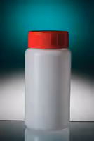 Flacon rond 150 ml PEHD naturel hauteur 108 mm Ø 37 mm avec bouchon rouge avec obturateur naturel x 250