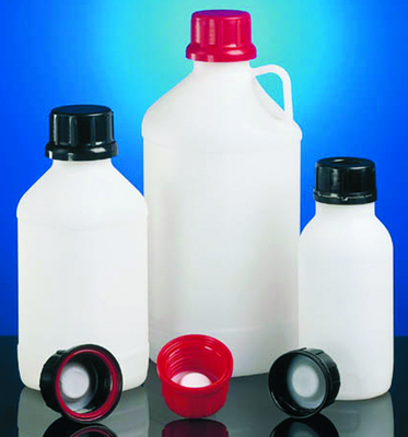 Flacon à col large ambré 500 ml avec bouchon filétage Ø 50 mm PEBD rond x 26