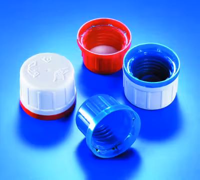 Bouchon PP blancbleu pour flacon 100 - 1 l filetage Ø 32 mm x 100