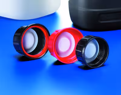 Bouchon cloche PP rouge degazage pour flacon-un godet téflon filetage 45