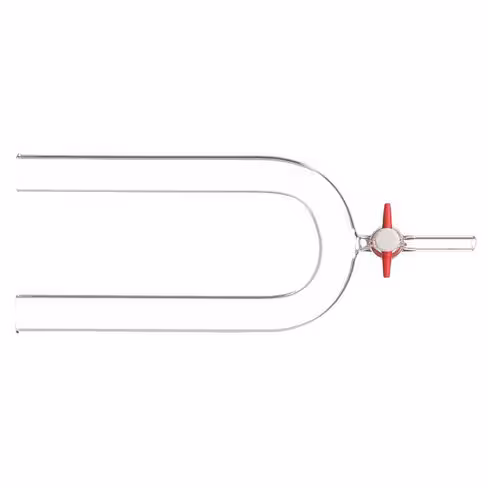 Tube en U en verre borosilicaté 3.3 avec robinet téflon Ø ext. 16 mm x l 160 mm entraxe 66 mm