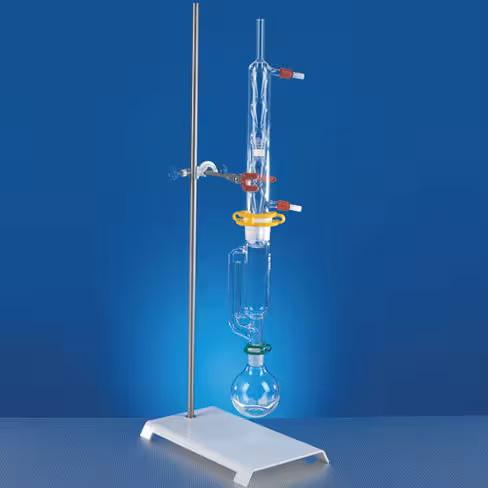 Kit Soxhlet complet : ballon fond rond 250 ml soxhlet 100 ml réfrigérant Allihn 250 mm joints clip