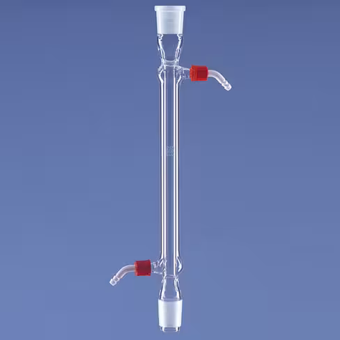 Réfrigérant droit de Liebig verre borosilicaté 3.3 long utile 210 mm 2 rodages 19/26 olives GL