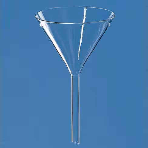 Entonnoir tige courte en verre borosilicaté angle 60° Ø 70 mm longueur tige 70 mm