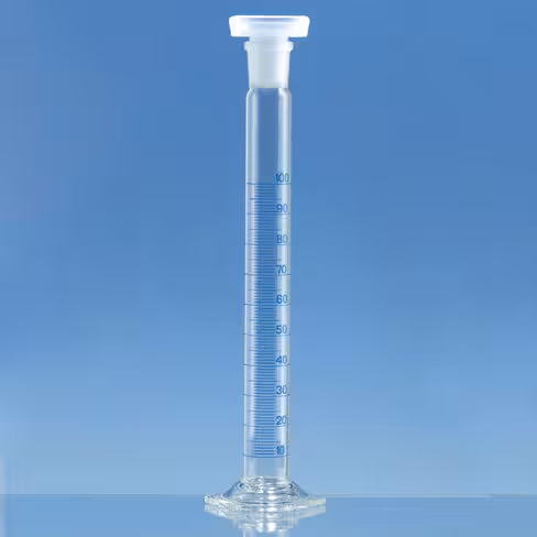 Eprouvette rodée classe B en verre DURAN capacité 50 ml rodage 19/26 avec bouchon PP