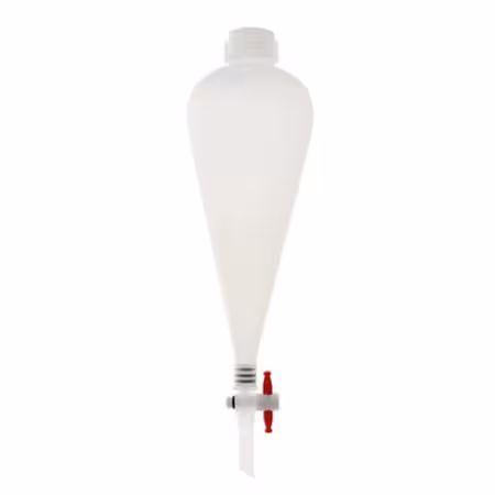 Ampoule à décanter en polypropylène (PP) avec bouchon à vis clé PTFE capacité 250 ml longueur 305 mm
